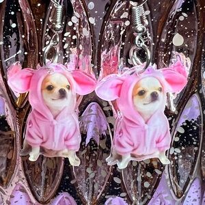 Cute Pink Chihuahua Earrings